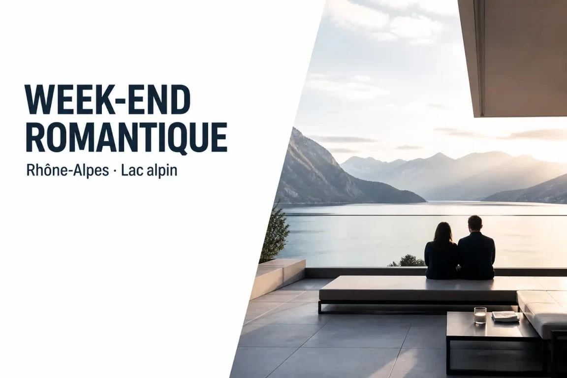 Week end rhone alpes amoureux au bord d’un lac alpin avec vue sur les montagnes