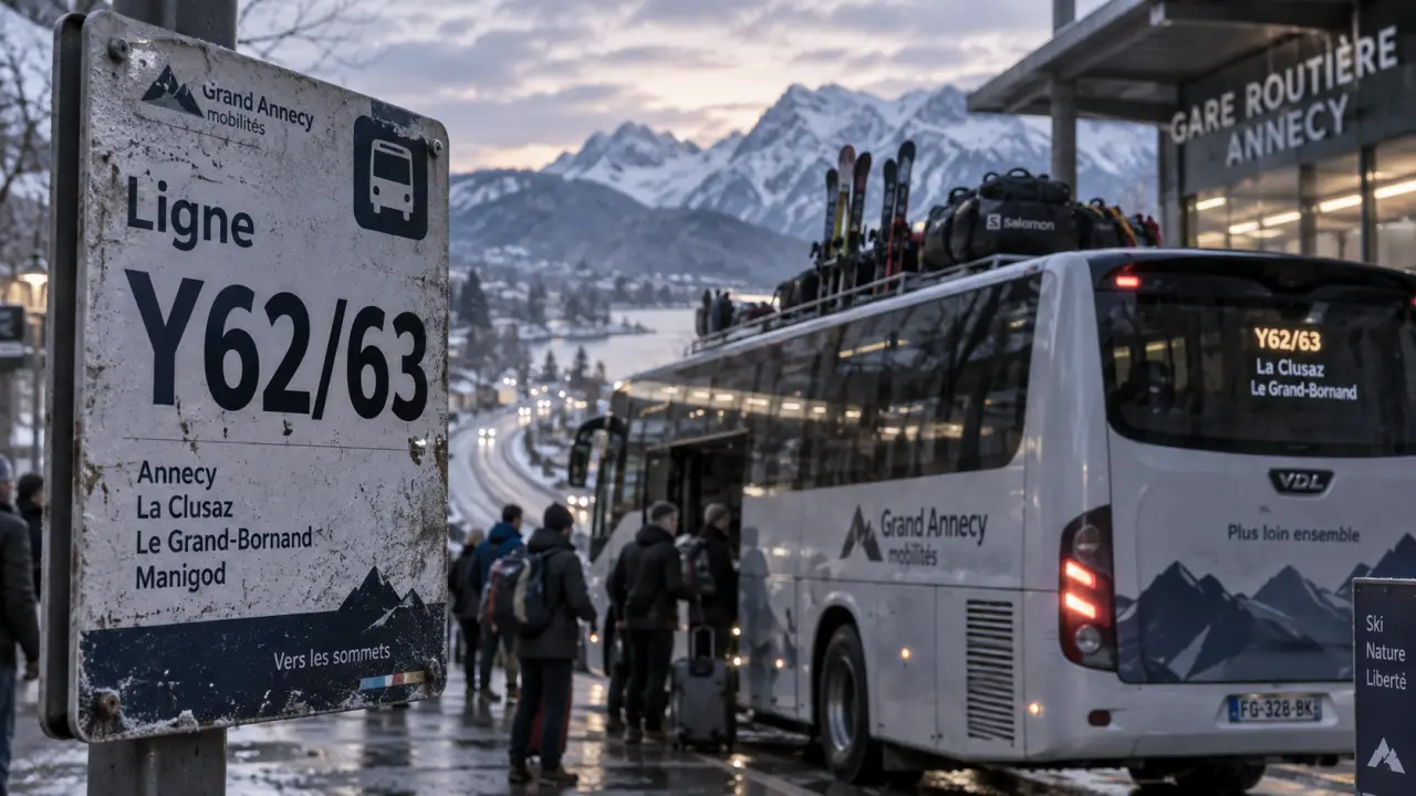 Bus Annecy La Clusaz près de la gare, départ pour La Clusaz