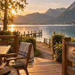 Camping international lac annecy à Saint-Jorioz, terrasse et vue sur le lac