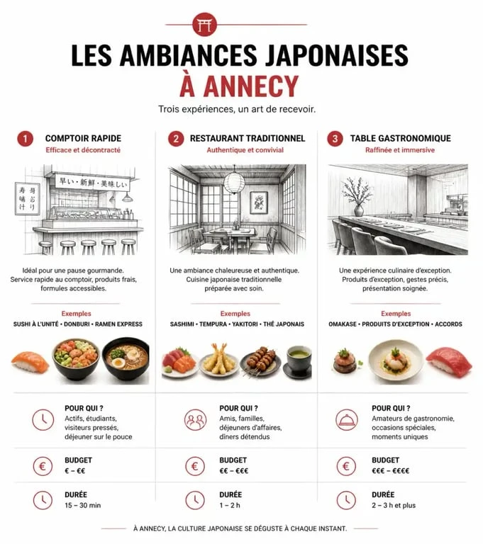 Comparatif des ambiances de restaurants japonais à Annecy
