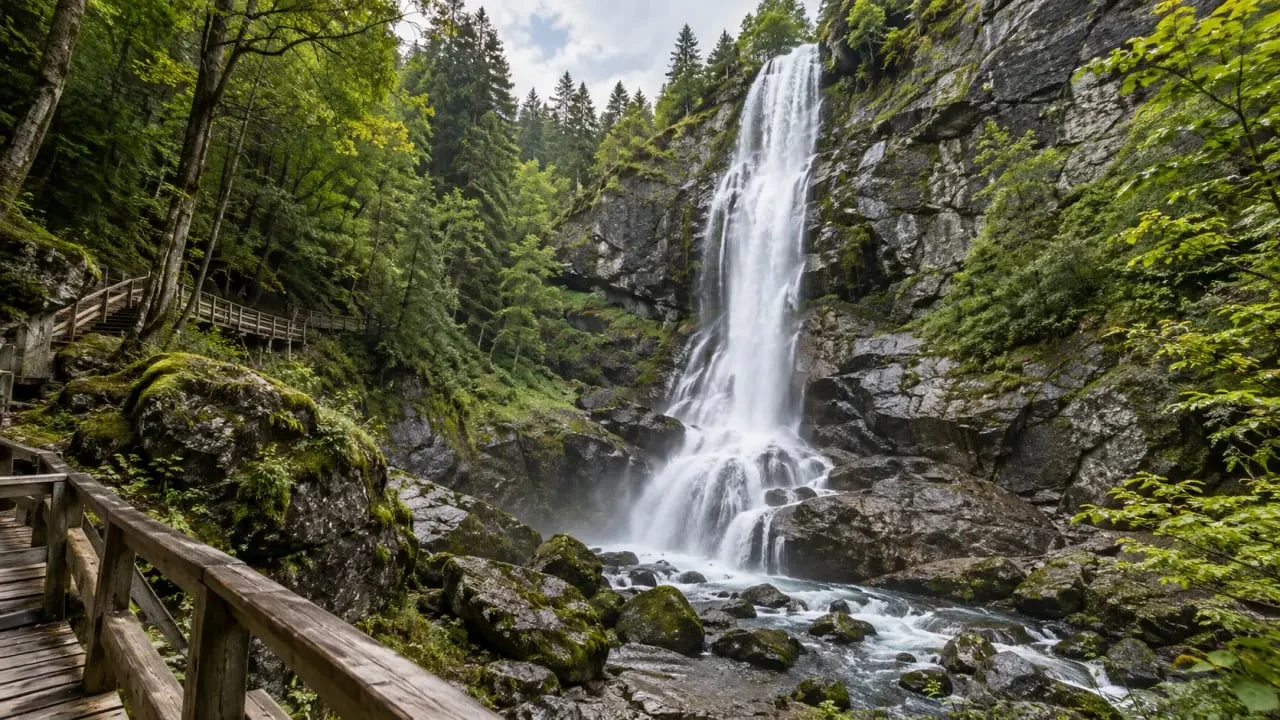 Cascade des grottes Seythenex et passerelles au-dessus du St Ruph