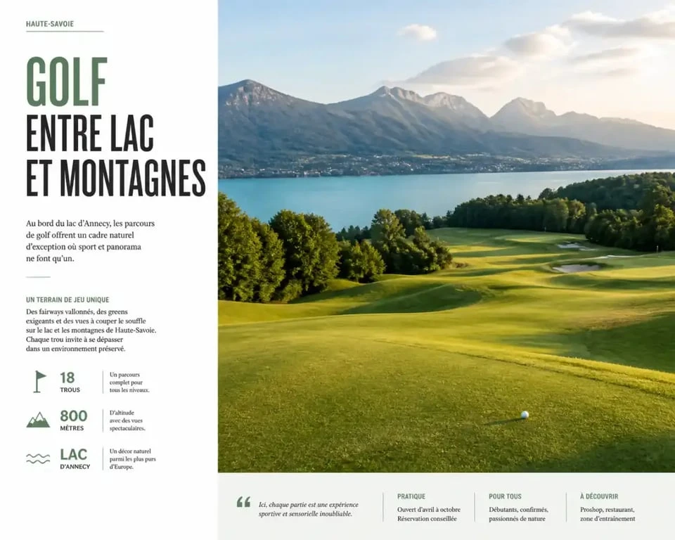 Golf du Lac d'Annecy parcours vallonné avec vue sur le lac et les montagnes