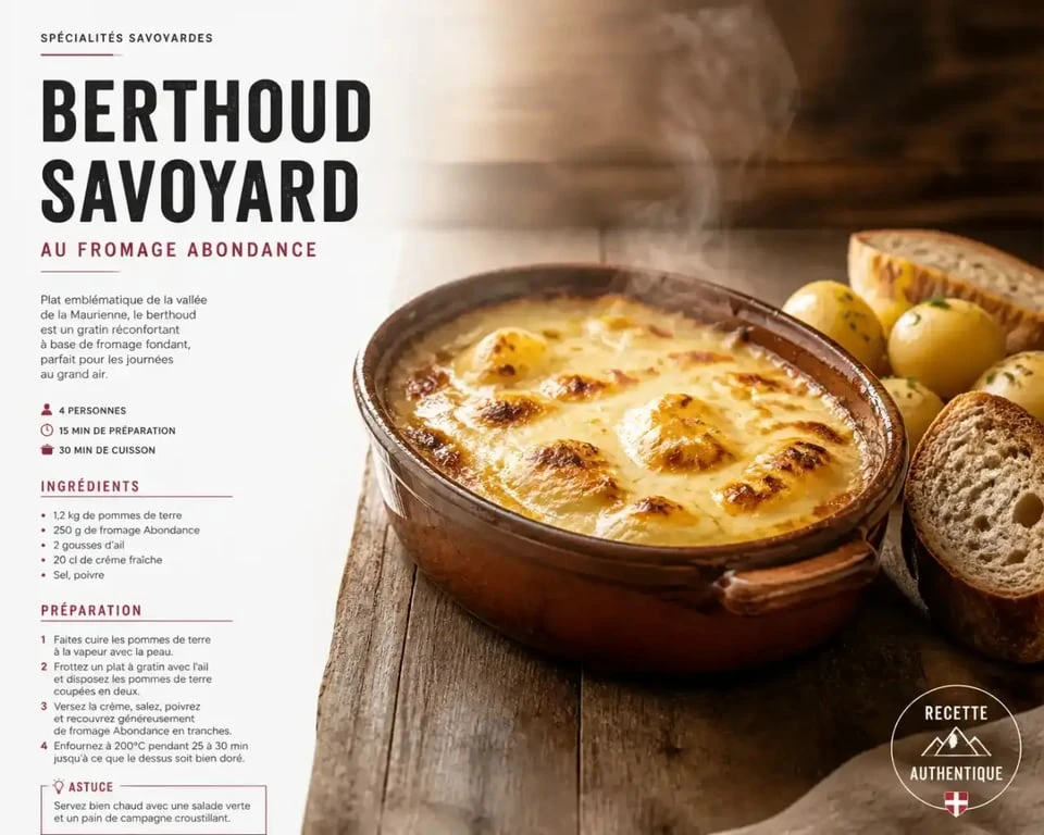 Berthoud savoyard au fromage de Savoie Abondance fondu servi avec pommes de terre