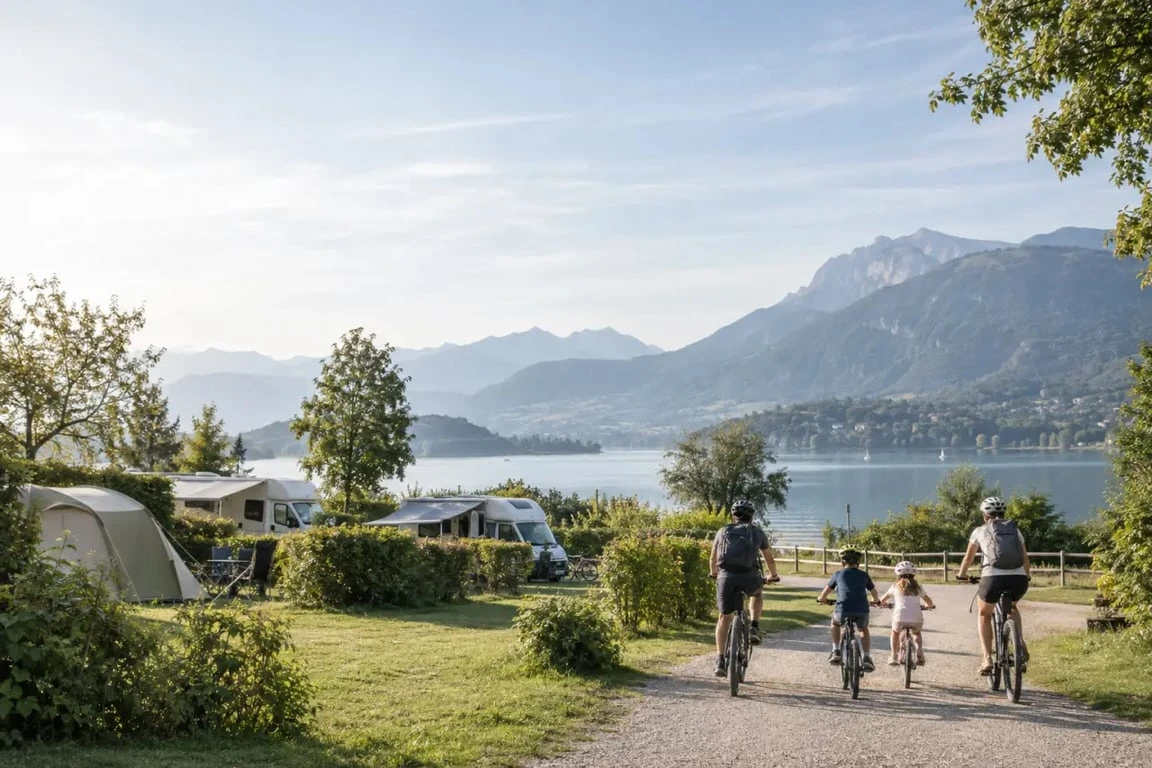 Camping Europa lac Annecy avec accès au lac et à la voie verte à Saint-Jorioz