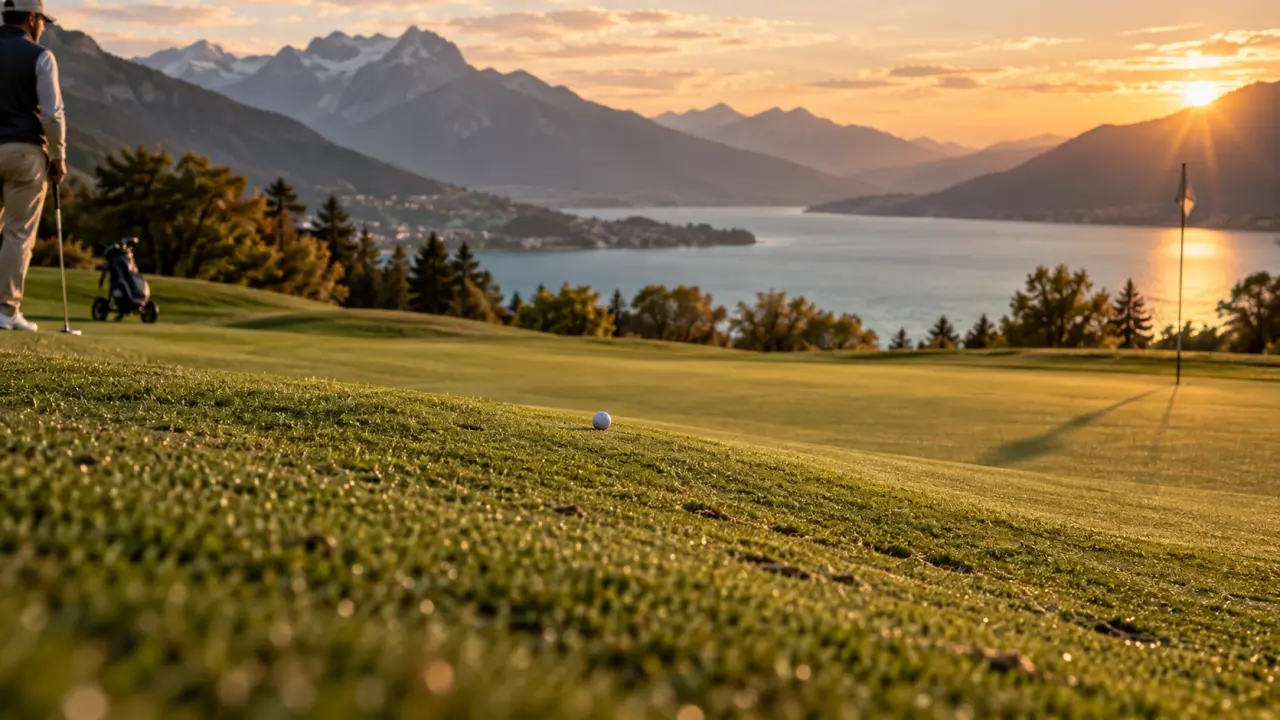 Golf du lac d annecy : green et fairway entre lac et montagnes