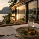 Restaurant la boussole annecy : vue lac à Sévrier, golden hour